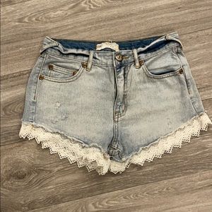 Free people lace trimmed shorts